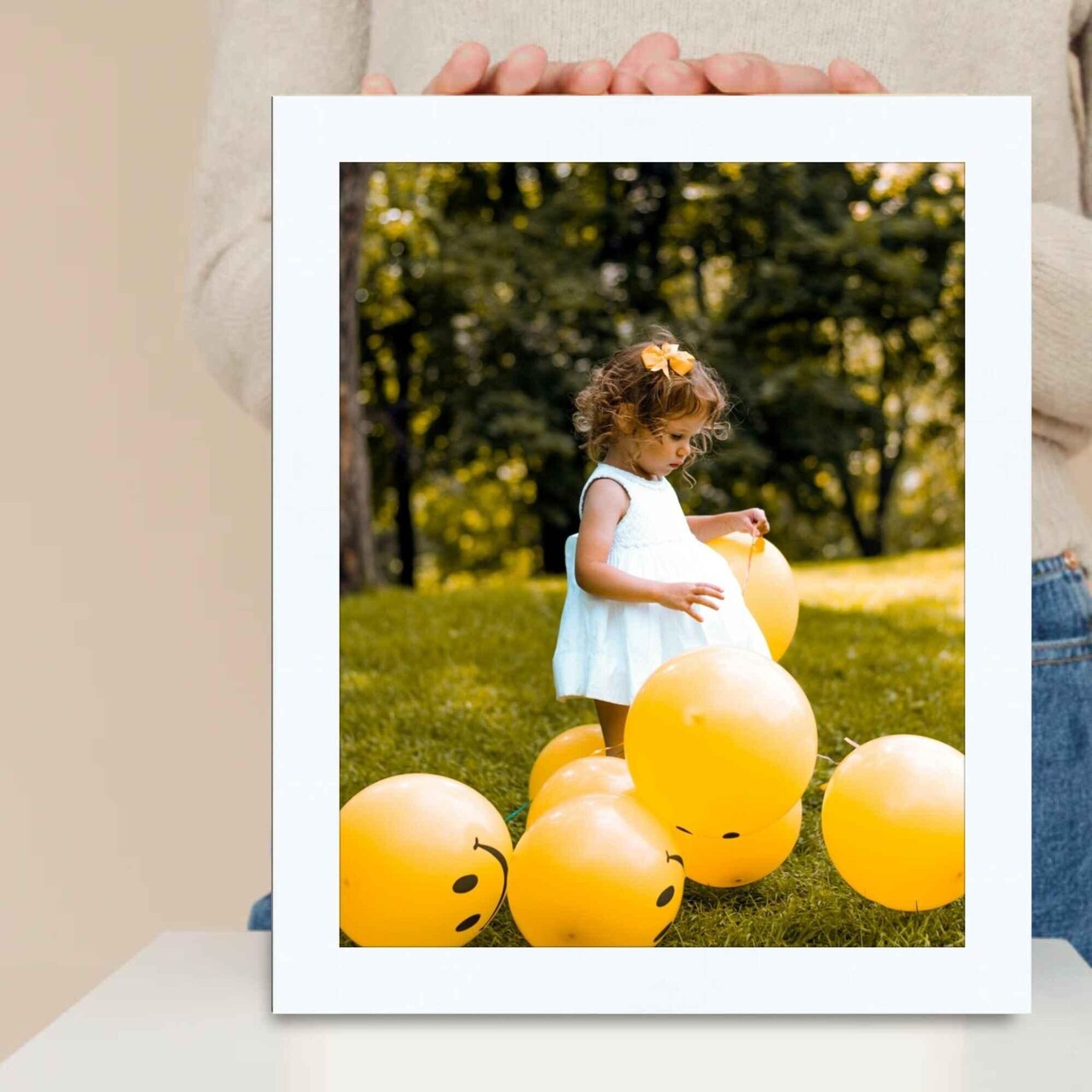 Square Modern 9x9 White Picture Frame with Glass - Wood Photo Frame